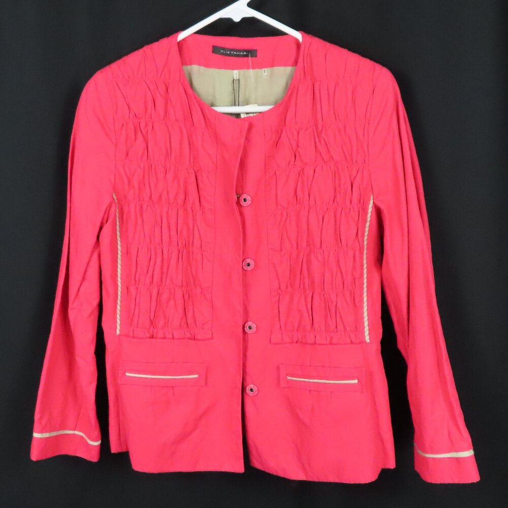 Eli Tahari Dark Coral Chatham Jacket Sz. S